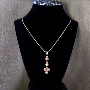 Nicky Butler 925 Sterling Silver Peach Moonstone Pearl 18" Necklace Pendant NWT